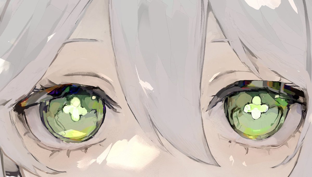 nahida (genshin impact) 1girl solo green eyes hair between eyes looking at viewer close-up bangs  illustration images
