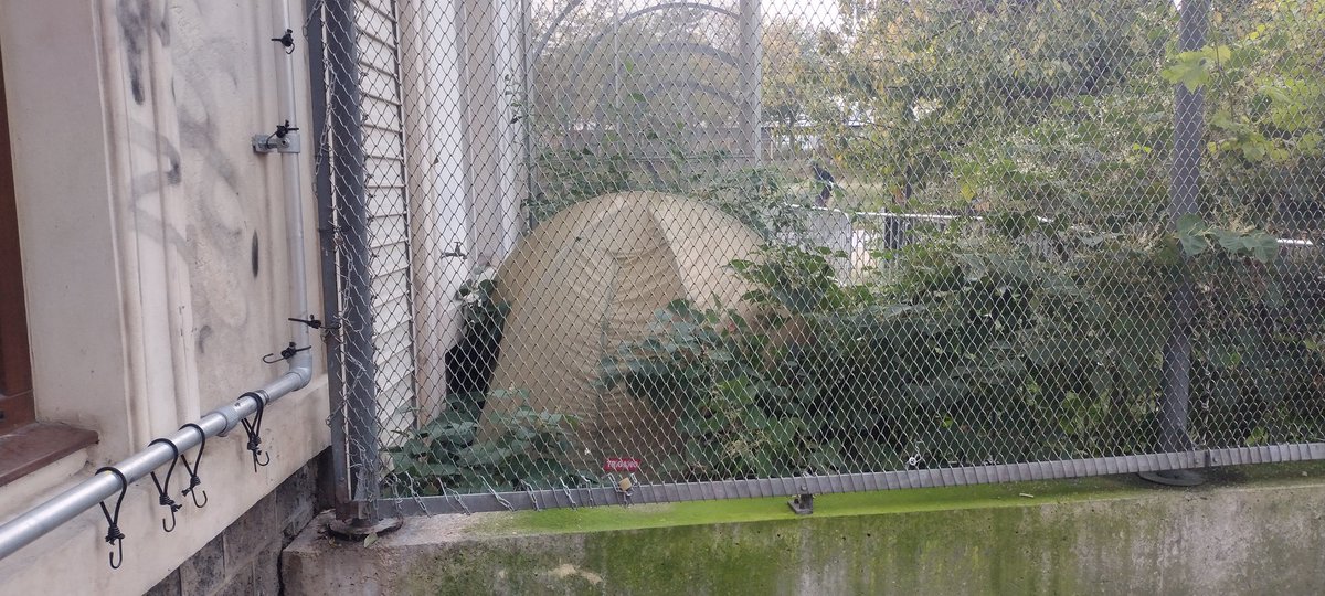 Paris XVIII, Jardins d'Eole, 26/10/2023, 7h15: cette tente située, depuis quelques jours, au 45 rue d'Aubervilliers DANS le parc est visiblement occupée la nuit... <a href="/prefpolice/">Préfecture de Police</a> <a href="/mairie18paris/">Mairie 18 Paris</a> <a href="/NunezLaurent/">Laurent Nuñez</a> <a href="/EricLejoindre/">Eric Lejoindre</a> c'est le nouveau gardien du parc qui est logé sur place ?
