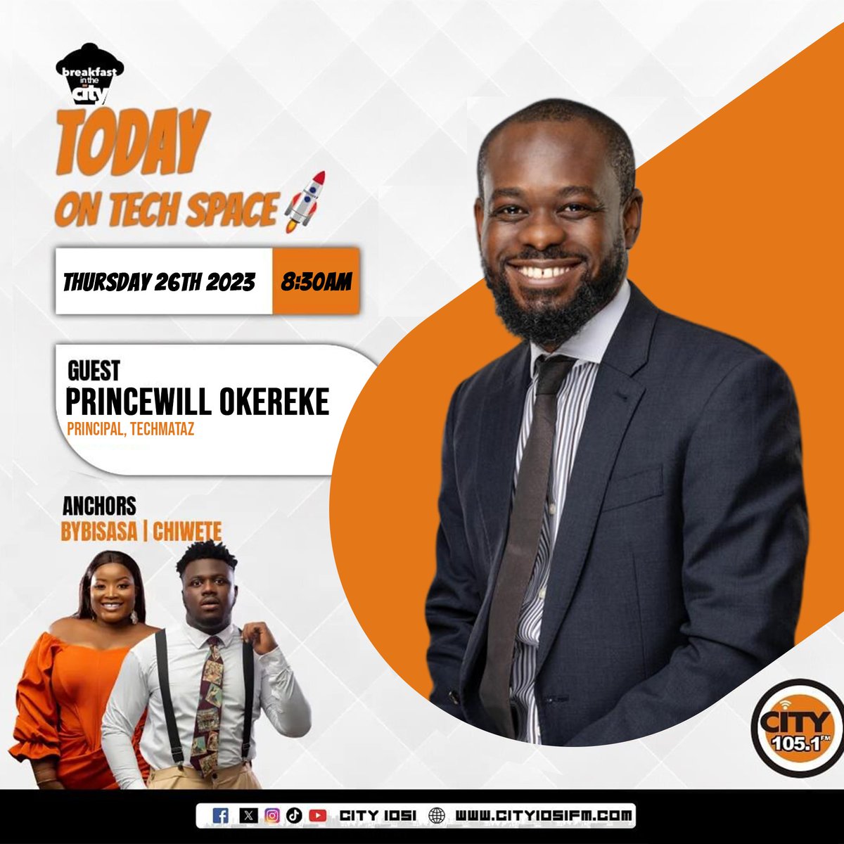 TechMataz's tweet photo. Join our Principal @PC_Okereke this morning as he discusses with the team @CITY1051 on how the Economy/Inflation/High petrol price is affecting data centres and networks in Nigeria. #techmataz https://t.co/C4JxAof2ks