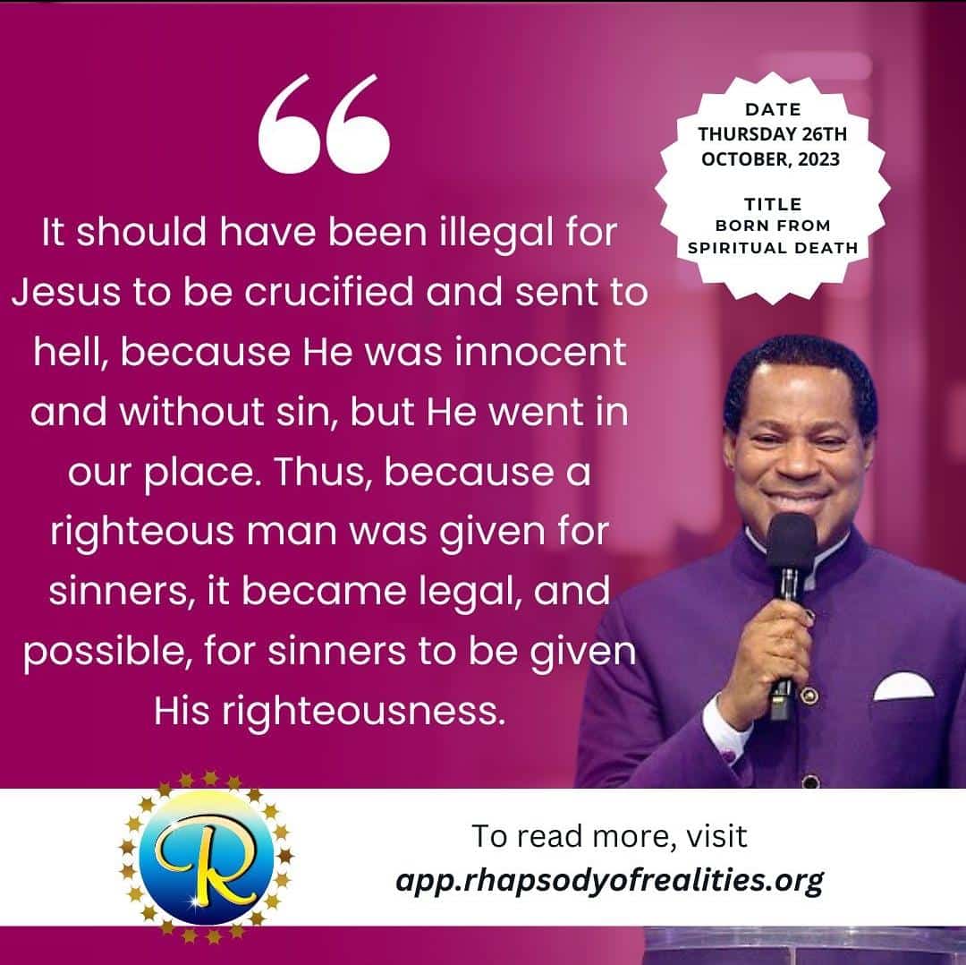 JerryXhandle's tweet photo. Great news! This means if you’re born again, you’ve already crossed over from death to life-having His life and Nature born from death, you have his righteousness at work in you NOW! To Read More Visit: https://t.co/cjrsvAECPO #RhapsodyOct26 #HSLHSWithPastorChris @RhapsodyDaily https://t.co/Uwt7EDDBns