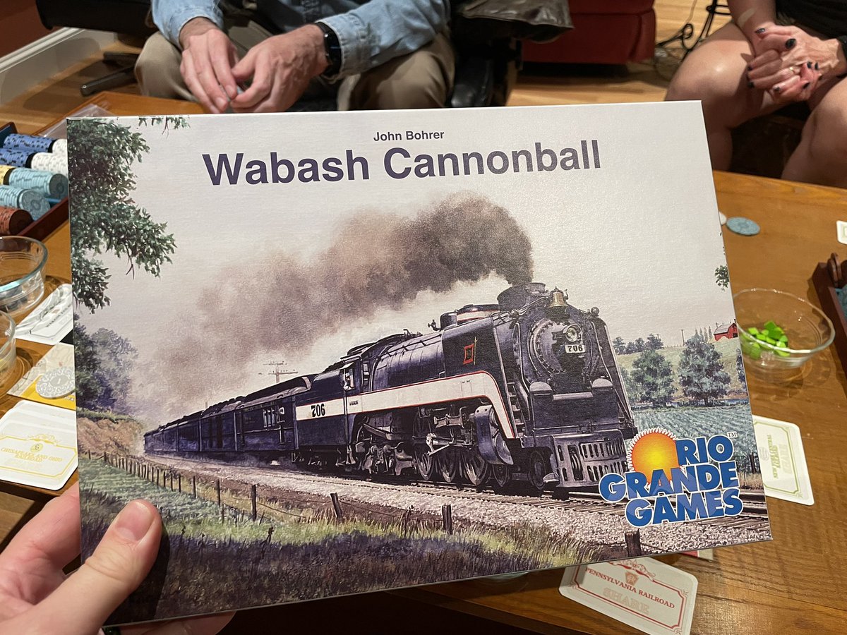 HeavyCardboard's tweet photo. Next up at game night is another #cuberails, this one is the classic:

Wabash Cannonball from RGG! https://t.co/4l8gUqoCaR