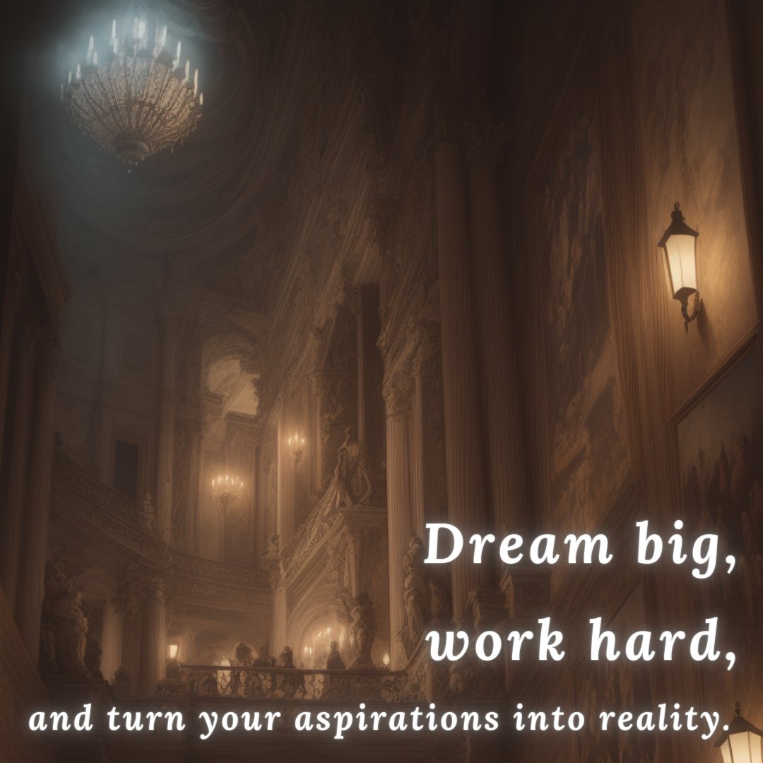 Dream big, work hard, and turn your aspirations into reality. 

#DreamBig #HardWork #Ambition #Success #Dedication #Dreams #DreamBigger #AchieveMore #DreamFearlessly #Mindset #Motivation