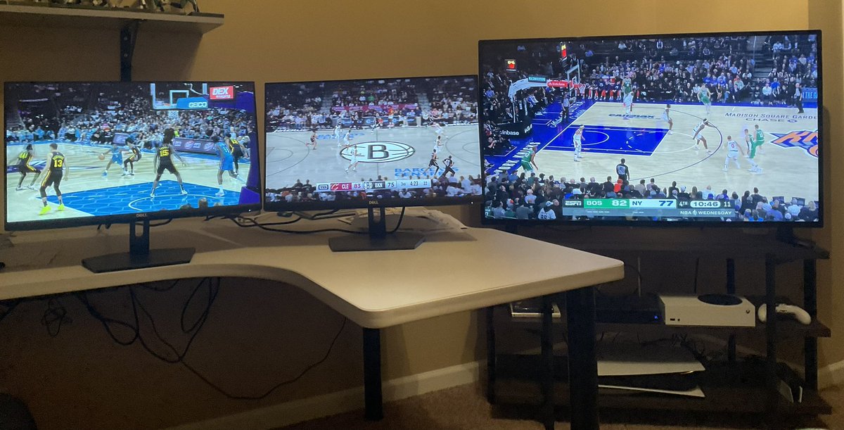 podaniel31's tweet photo. The @NBA season has begun!! I LOVE having the NBA League Pass to be able to watch 3 games at a time here at home. I may have “retired” from coaching, but once a basketball coach…always a basketball coach! 🏀❤️ https://t.co/YEwD7QsKD5