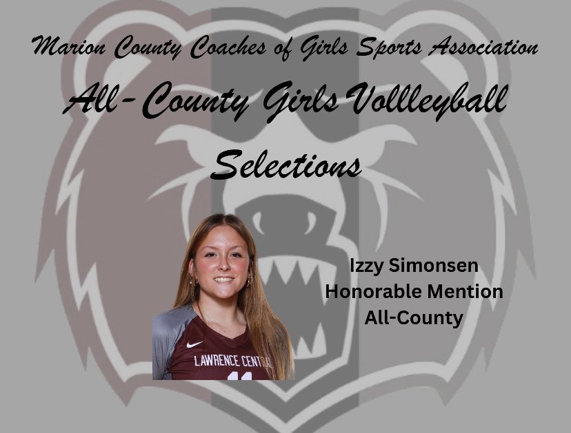 Lawrence Central Girls Vball (@lchsbearvball) on Twitter photo Congratulations <a href="/izzysimonsen/">izzy simonsen</a> Well deserved recognition. <a href="/LCHSAthletics/">LCHSAthletics</a> <a href="/LCHSBears/">Lawrence Central</a> <a href="/ltgoodnews/">LT Schools</a> <a href="/IndySportsZone/">Indy Sports Zone</a> <a href="/ihsvca/">IHSVCA</a> #GoBears! Congratulations <a href="/izzysimonsen/">izzy simonsen</a> Well deserved recognition. <a href="/LCHSAthletics/">LCHSAthletics</a> <a href="/LCHSBears/">Lawrence Central</a> <a href="/ltgoodnews/">LT Schools</a> <a href="/IndySportsZone/">Indy Sports Zone</a> <a href="/ihsvca/">IHSVCA</a> #GoBears!