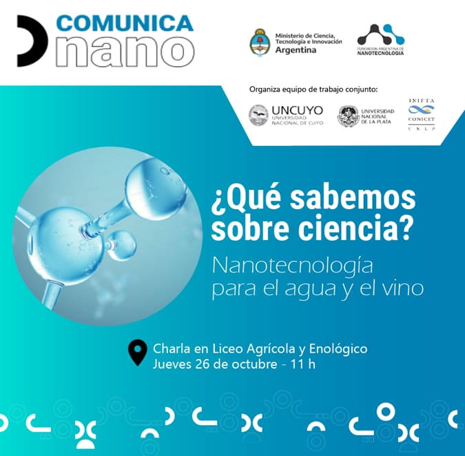 IniftaSensores's tweet photo. ¿Qué sabemos sobre ciencia? 
Nanotecnología para el agua y el vino
Te esperamos en esta charla para que conozcas sobre comunicación de las ciencias y la reciente investigación de nanotecnología de investigadores/as locales. https://t.co/sYr6tnelUu