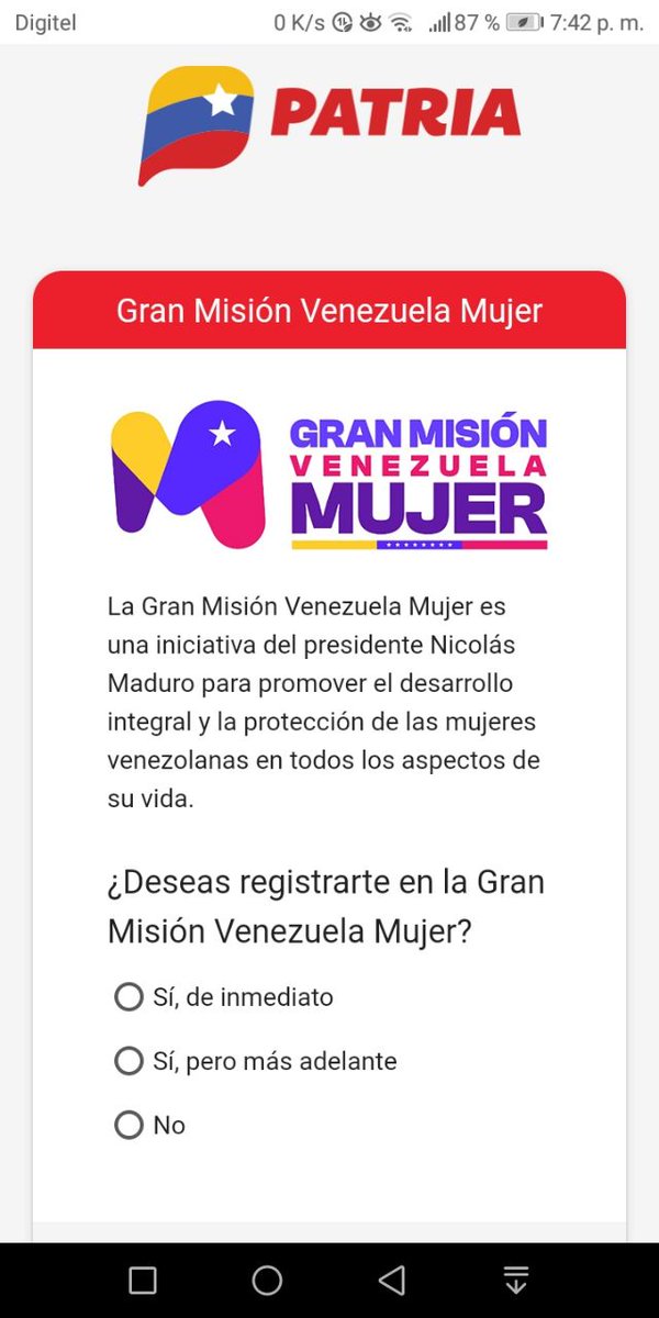 🚨 #ENTÉRATE: Nuevo Registro en la #PlataformaPatria en la Gran Misión Venezuela Mujer para las mujeres de la patria. @BonosSocial #ActivosYFirmes