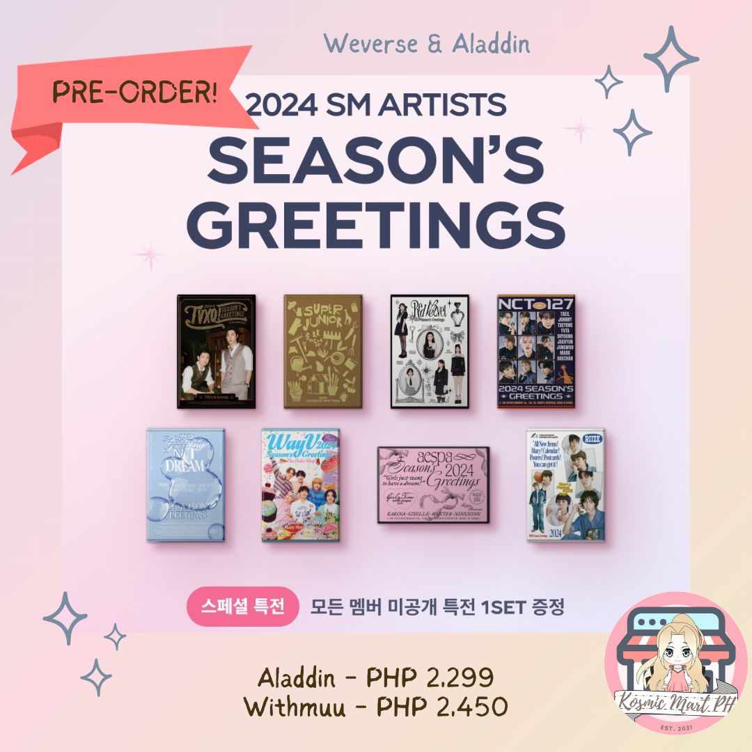 KosmicMartPH's tweet photo. #KosmicMartPH_GO
WTS LFB PH🇵🇭

✨2024 SG Smtown (with pob)✨

All in+ lsf
💸weverse: ₱2,450 
💸aladdin: ₱2,299 

✨WV Release date: 01.02.24
✨Aladdin Release date: 12.27.23
✨DOO: until oos 
✨DOP: see photo for more details below 😊⬇️

🛒Order here: https://t.co/QnLbUA4YKu https://t.co/1FNDSGfpIK