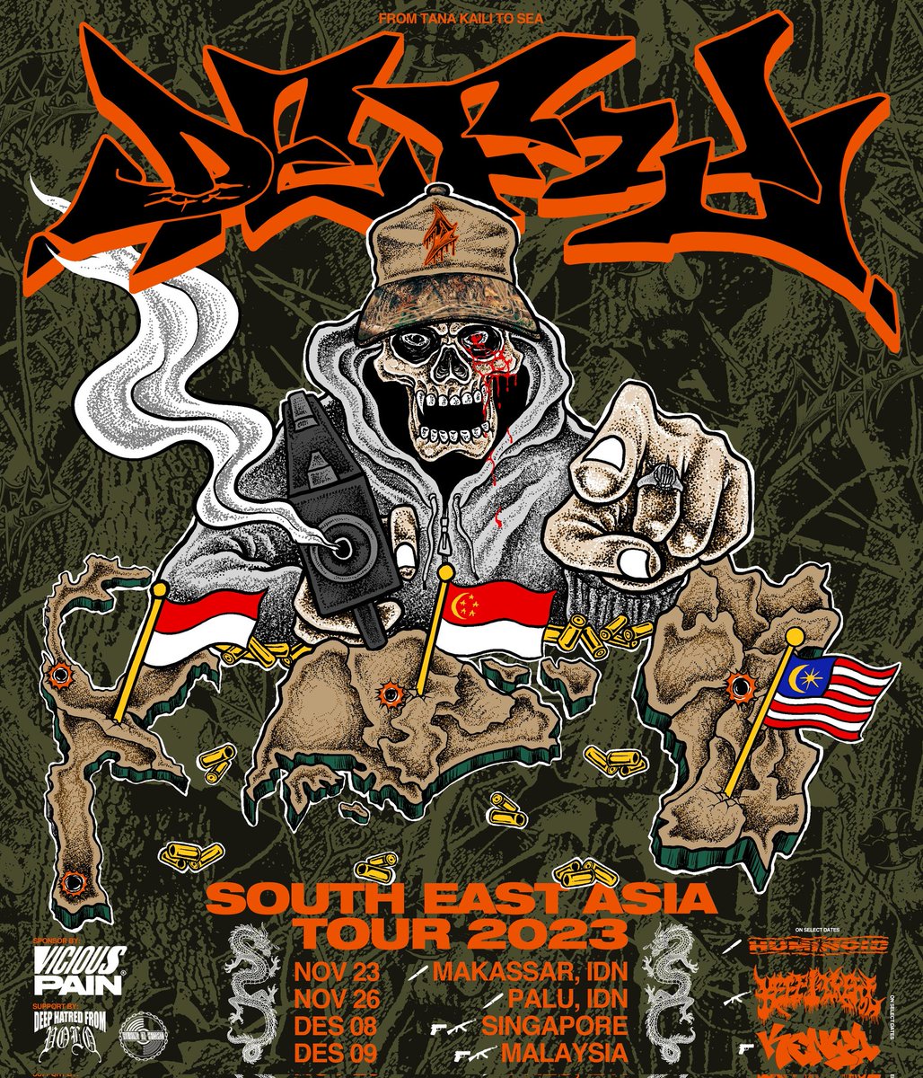 FROM TANA KAILI TO SEA TOUR’23 🇮🇩 🇸🇬 🇲🇾 
————————
11/23 - 11/26 w/ Huminoid
12/08 - 12/09 w/ Keep it Real &amp; Kenya