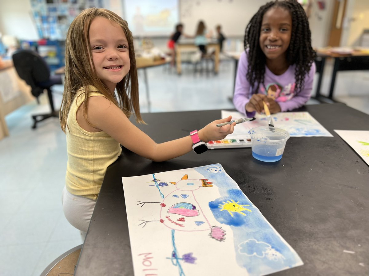 Shape Bird Watercolor Resist.  Look at those excited faces! Center Artists 🧑‍🎨