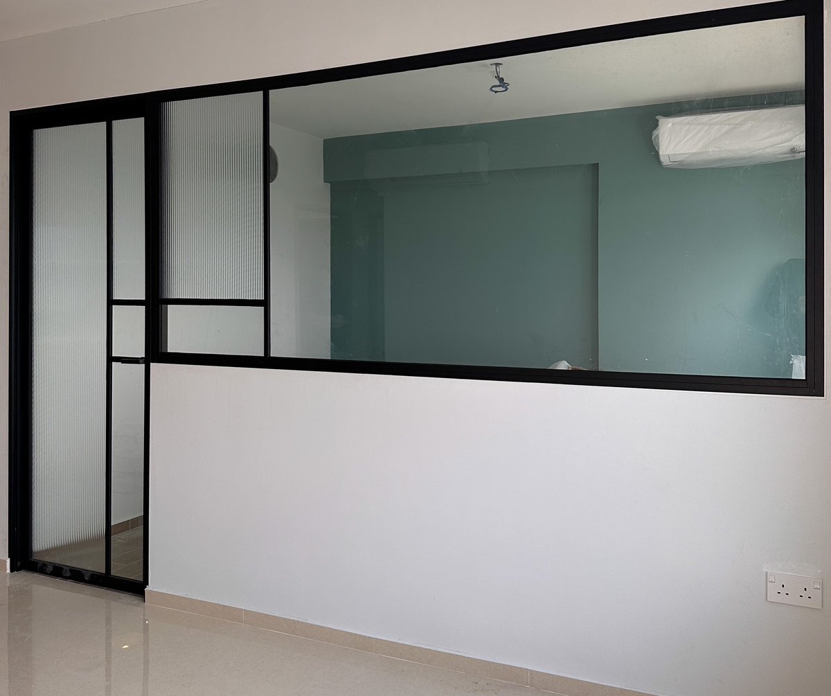 besglas's tweet photo. New! MOVI Minimal in slimmer 50mm framework together with side fixed panel at half wall gives the confined area in the study room the visual breathing space it needs. https://t.co/WqEvOusFfD