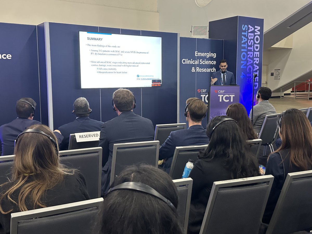 Congratulations @AbdullahAlAbcha for presenting #TCT2023!!! Patients with MAC who have MV Dysfunction often have more advanced MAC stages according to extra-mitral cardiac damage. And more advanced stages are associated with higher mortality! @MayoClinicCV