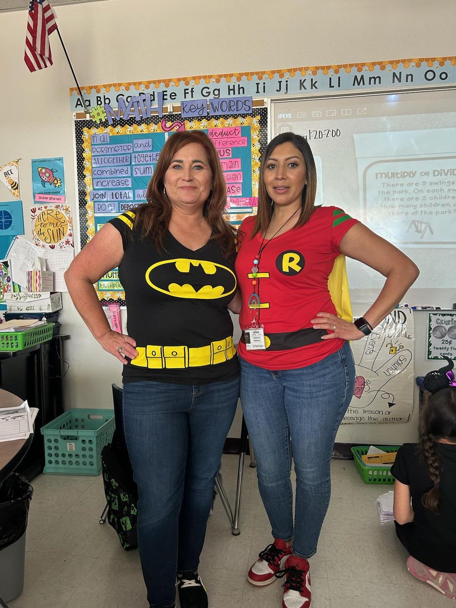 Today was a great day! Heroes and Villains, love having my sidekick Robin AKA Mrs. Rodriguez! #knightschangetheworld