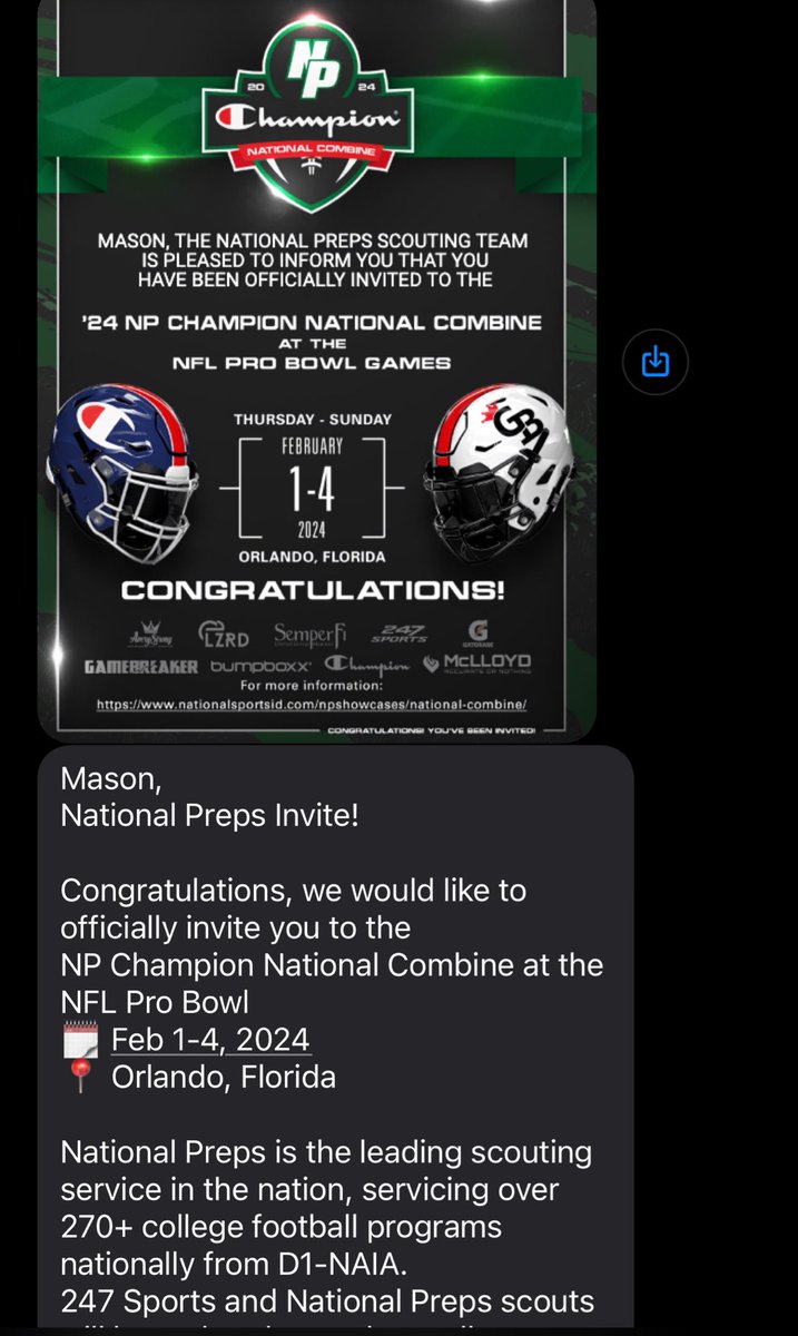 MasonPierson18's tweet photo. Blessed for the invite!! @NPShowcases @CoachTCClevela1 @Tymason1andonly @CoachJHunt1 @CoachMo81 @Coach_Bramz @Rjohnson031313 https://t.co/Pa2S07AZGi