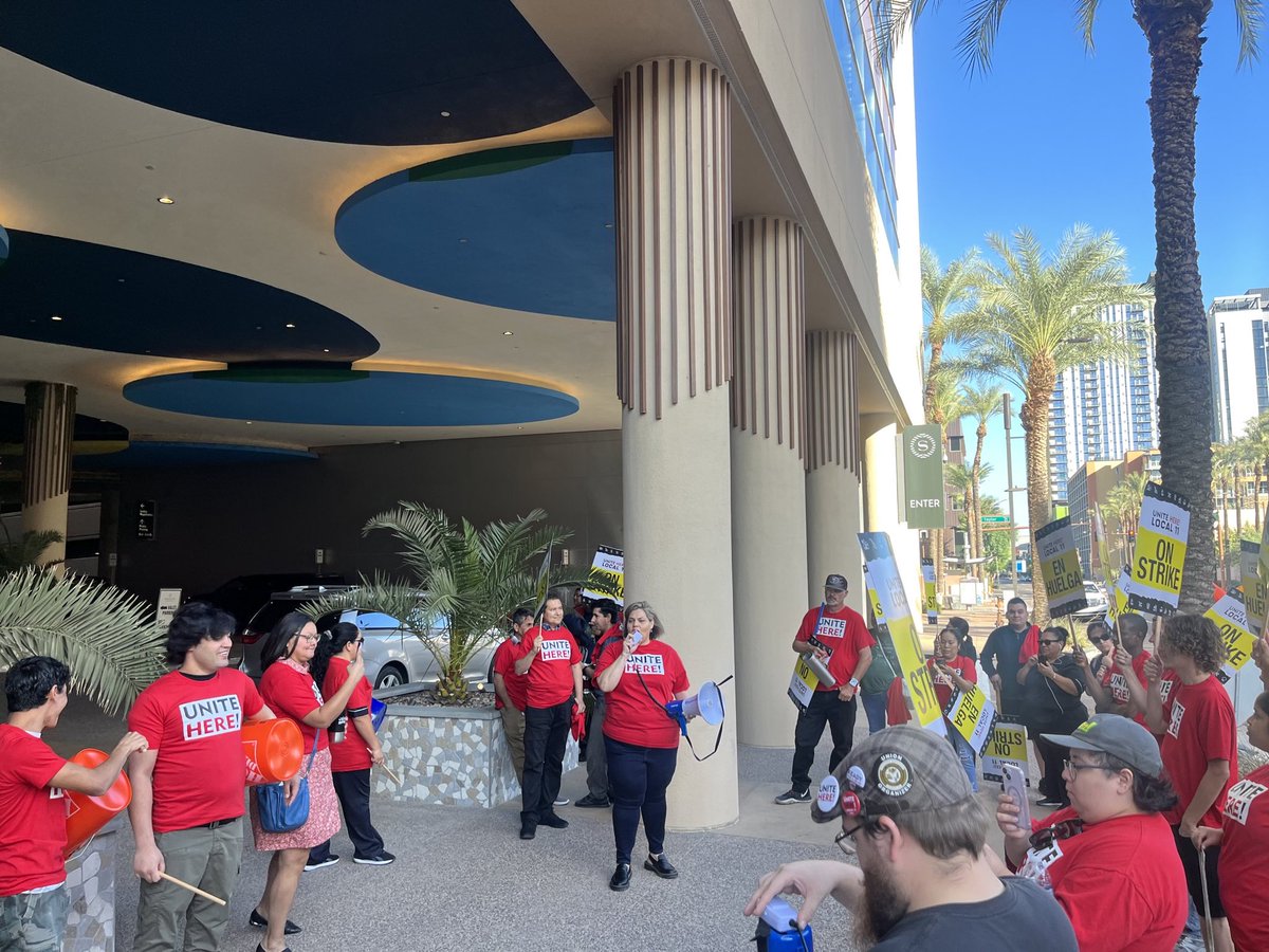 'Workers deserve a livable wage and affordable health insurance. This corporation has earned billions and billions of dollars, yet has not paid their workers their fair share.' – @RaquelTeran, thank you for your support of the strikers at the @SheratonPhxDT!