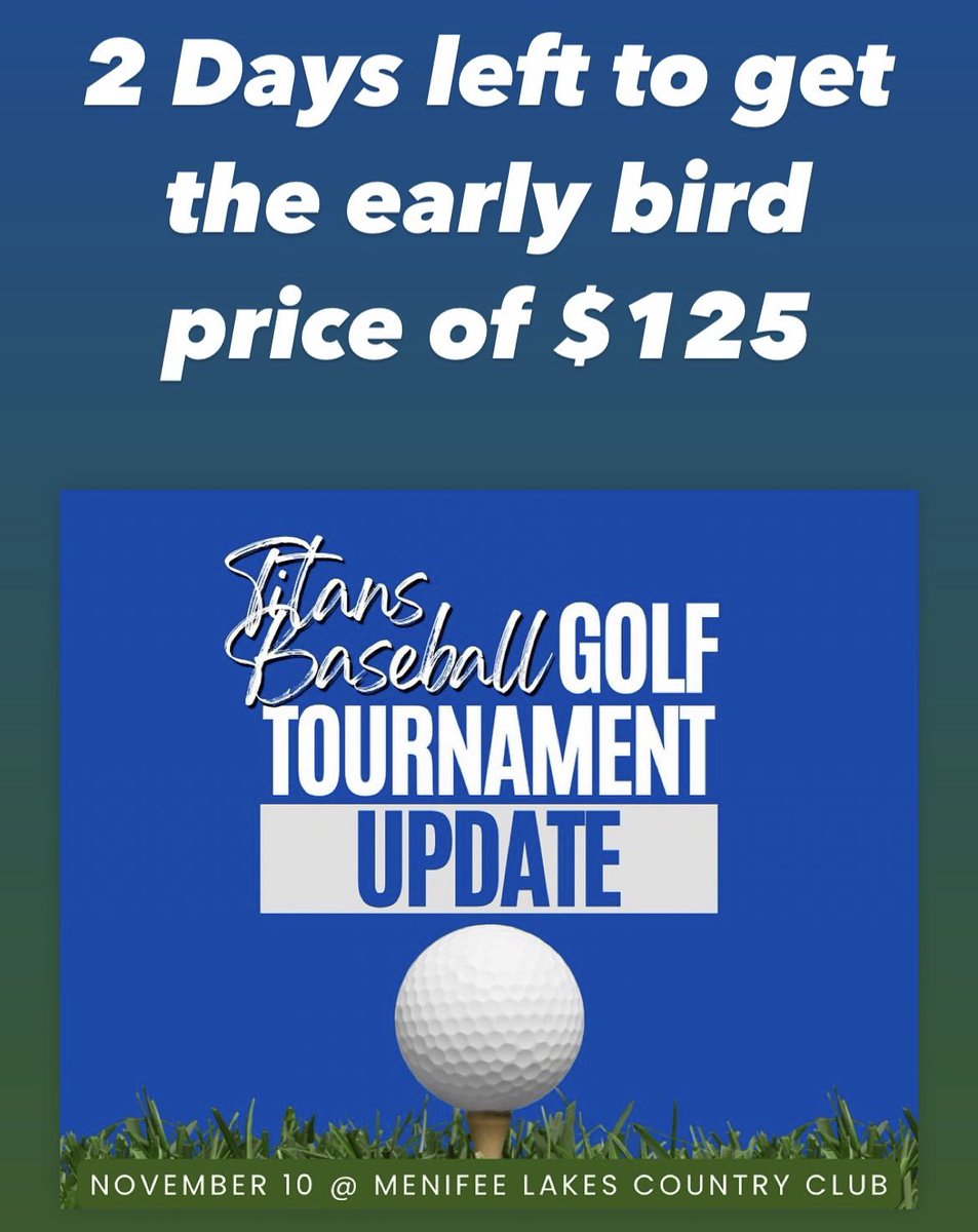 Don’t miss out on the fun! Call your friends, dust off those clubs and sign up by Friday to get our early bird price! 

Contact Coach Post if you have any questions.