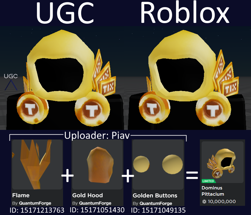 Peak” UGC on X: UGC creator RawFH05 uploaded a 1:1 copy of the limited Dominus  Pittacium retextured in Robux instead of Tix. #Roblox #RobloxUGC   / X