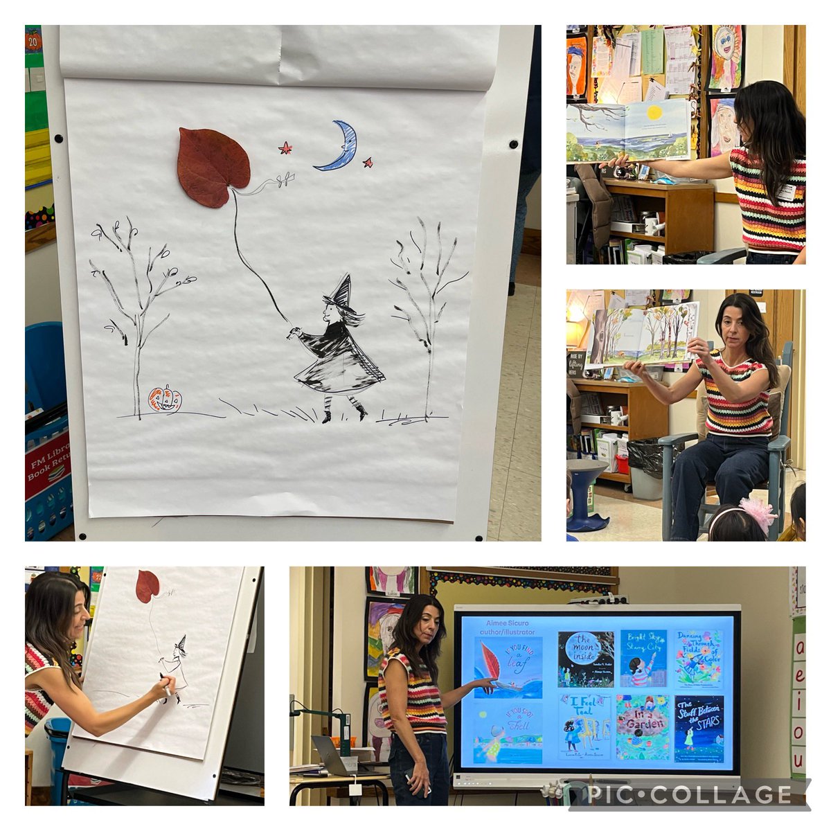 CStuetzFM's tweet photo. Amazing guest author and illustrator #AimeeSicuro came to visit us at FM! We made beautiful art using preserved leaves! @FoxMeadowSchool #scarsdalepride https://t.co/RiGrzQ4PxM