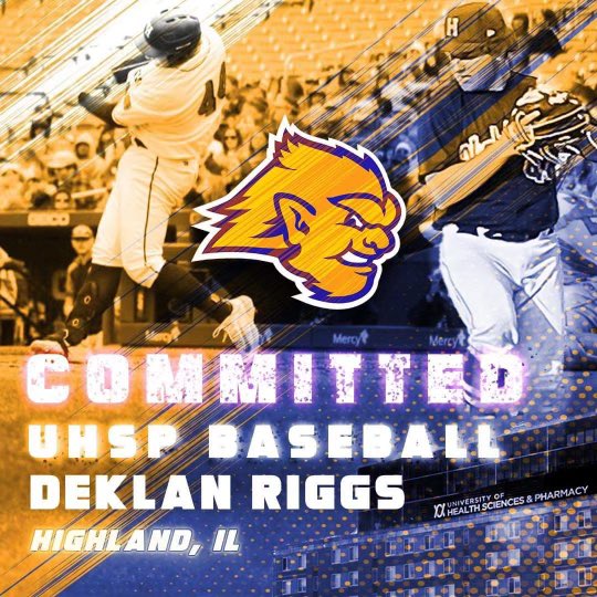 Deklan Riggs (@deklanriggs) on Twitter photo I am beyond excited to announce that I have committed to The University Health Sciences and Pharmacy to continue my athletic and academic career! I would like to thank my coaches, teammates, and family who have helped me on this journey!
<a href="/UHSPBaseball/">UHSP Baseball</a> <a href="/GatewayBruins/">Gateway Bruins</a> @HHSdawg I am beyond excited to announce that I have committed to The University Health Sciences and Pharmacy to continue my athletic and academic career! I would like to thank my coaches, teammates, and family who have helped me on this journey!
<a href="/UHSPBaseball/">UHSP Baseball</a> <a href="/GatewayBruins/">Gateway Bruins</a> @HHSdawg
