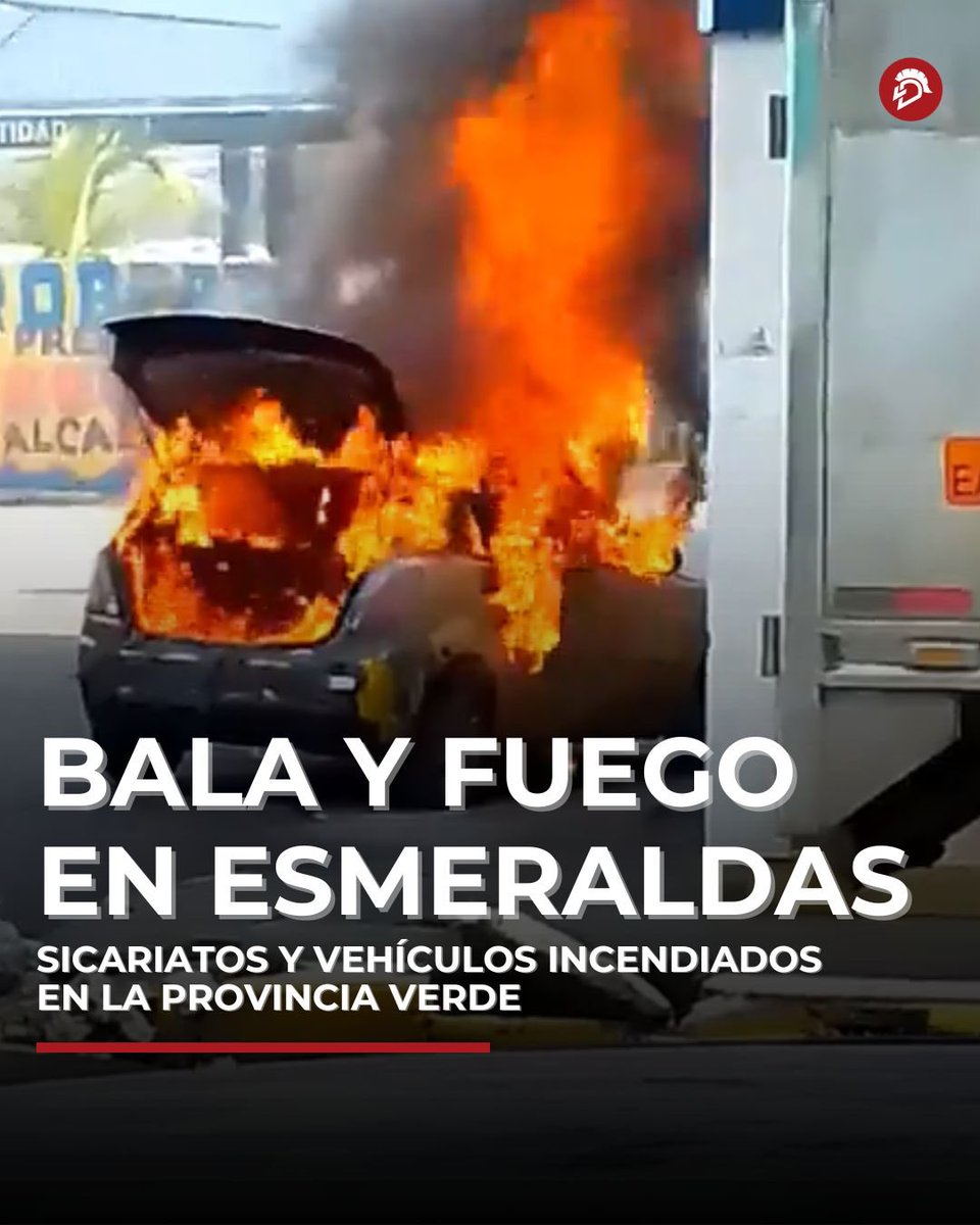 LaDefensaEc's tweet photo. Terror en #Esmeraldas | Según el gobernador #Frickson #Erazo, los hechos tienen relación con el asesinato de Paúl #Erazo, un joven de 26 años, en manos de sicarios.
En #Esmeraldas se vivieron escenas de terror la tarde de este #miércoles cuando dos sujetos a bordo de una motocicleta fueron captados echando gasolina sobre 4 vehículos a los que les prendieron fuego.