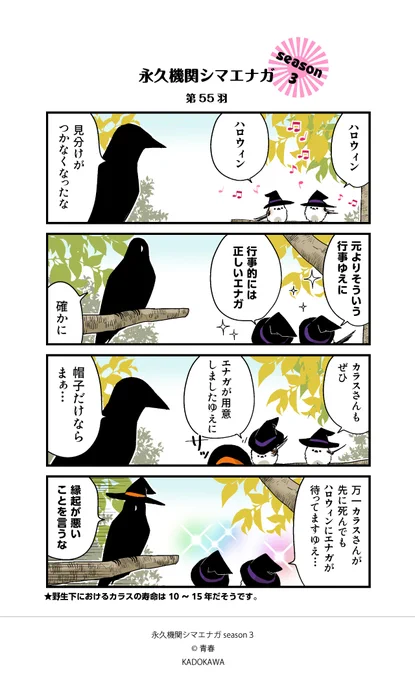 【✨隔週 月～金/Season3 配信中✨】

あざといシマエナガと賢いカラス      
第55羽  
              
#シマエナガとカラスさん 
#永久機関シマエナガ 
#漫画が読めるハッシュタグ 