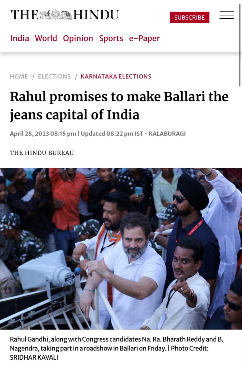 KTRBRS's tweet image. Rahul Gandhi had promised to make Ballari the jeans capital of India

Now Jeans industry of Ballari is in serious distress due to irregular &amp;amp; prolonged power cuts by Congress govt 

Promised 👇               Delivered👇