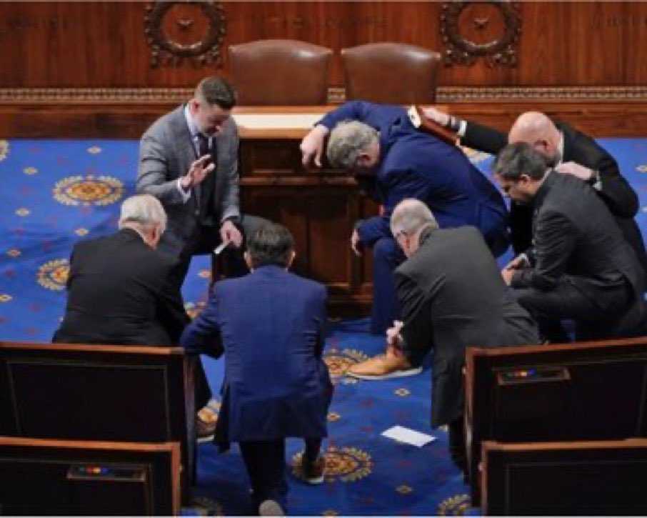 .@HouseGOP members praying on the House floor offends both our Constitution and the New Testament, which denounces public displays of devotion. The blasphemy of the new Speaker, who says God ordained him, is just as disgusting.