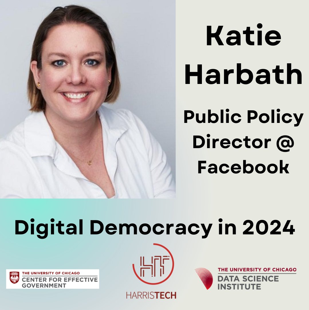 HarrisTech1's tweet photo. Join HarrisTech, The Data Science Institute (DSI), and The Center for Effective Government (CEG) as part of their “Data &amp; Democracy Initiative” as we partner to bring Katie Harbath, a former public policy director at Facebook. Lunch provided! 
 
https://t.co/Ov791Bz1U9 https://t.co/mglGbwhJtX