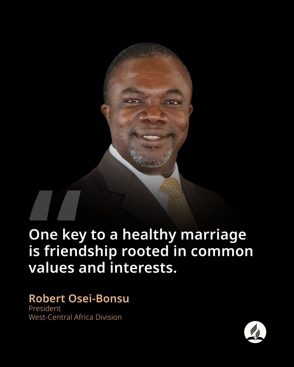 Solidify your marriage with the building blocks of friendship and shared values. It's the foundation that withstands life's storms.

#HealthyMarriage #CommonValues #adventistchurch #gcquotes #inspirationalquotes #RobertOseiBonsu