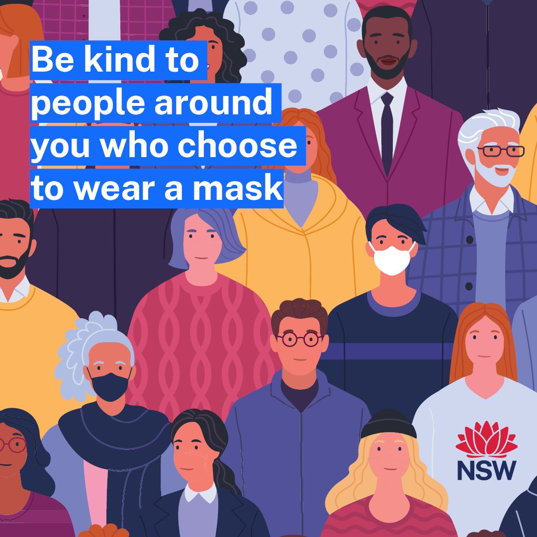 With COVID-19 cases increasing in the community, some people, including people at higher risk of severe illness, may choose to wear a mask to protect themselves, such as when in indoor settings or on public transport. Be kind and considerate of someone’s choice to wear a mask.