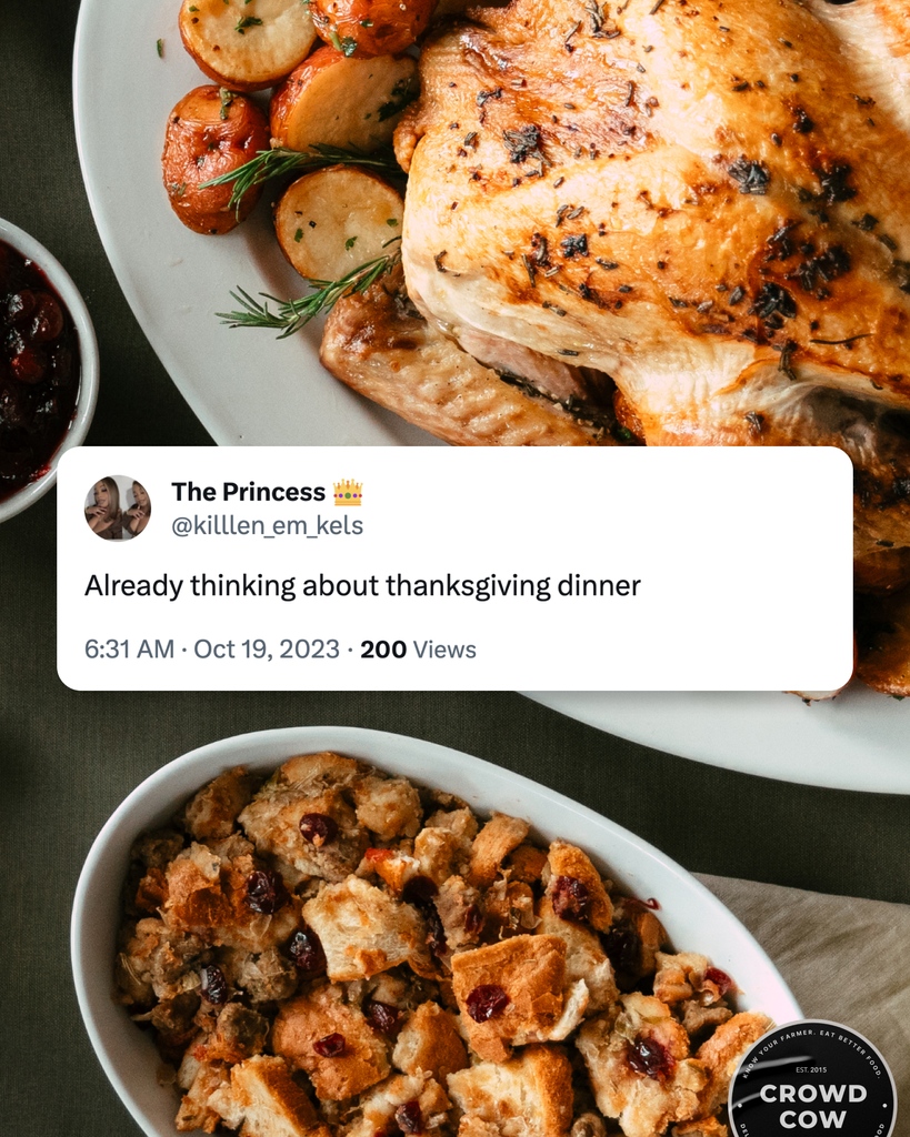 Who else, like <a href="/killen_em_kels/">pretty brown bitch</a>, is already dreaming of that perfect Thanksgiving spread? 🍂🦃 

Start crafting your dream Thanksgiving dinner with us at crowdcow.com/thanksgiving. 

What's one dish that's a must-have on your Thanksgiving table? Comment below!
