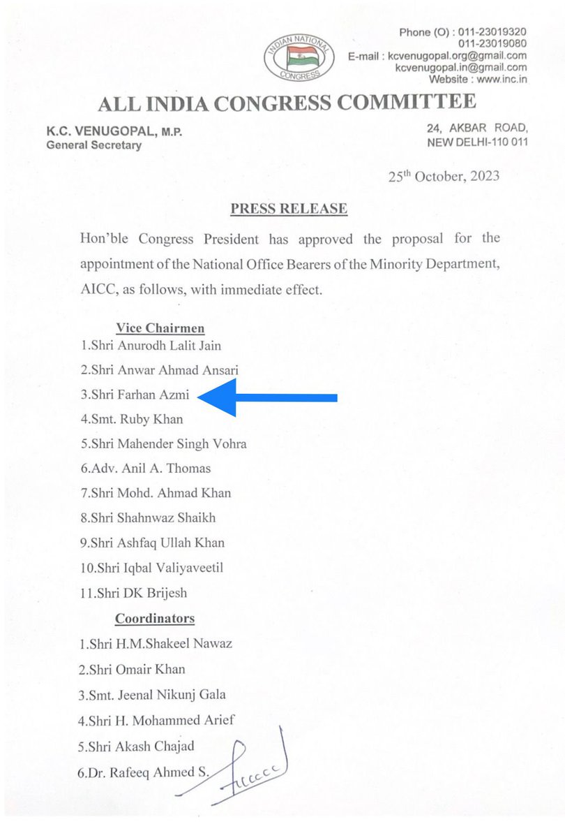 Telangana Congress Minority Department tweet media