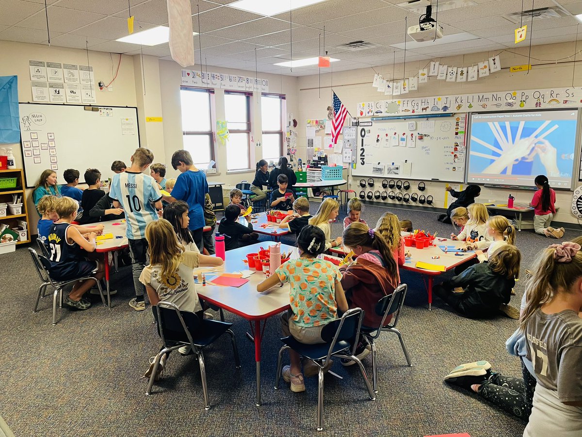 Book Buddies helped with a fall craft today! 🍁🍁🍁🍁 #gwsd
