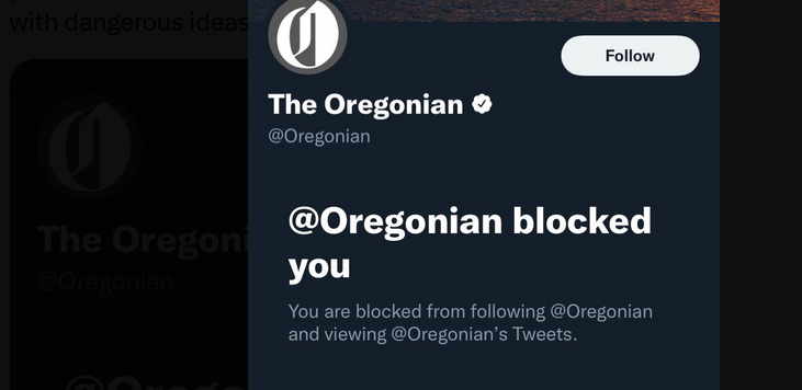 unheardparent's tweet photo. If you are #blockedbytheOregonian, please change your twitter banner picture to show you were blocked, and use this #blockedbytheOregonian
#orpol #freespeech #civilrights https://t.co/k4wXSJBETD