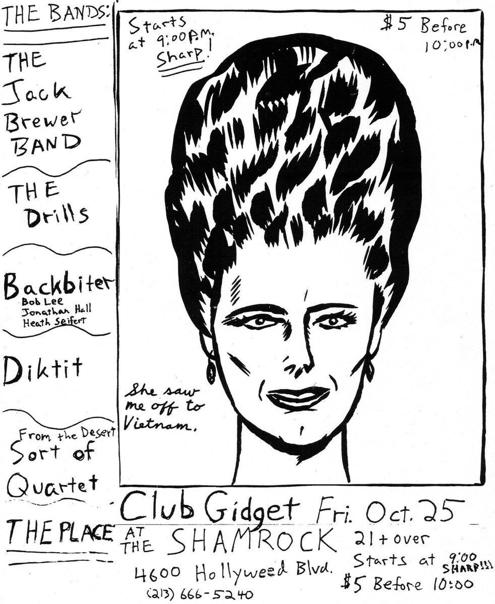 HeathBiter's tweet image. Pettibon flyer for first Backbiter gig 32 years ago today. Me and Jonathan practiced once for the show. Bob and Jonathan practiced once for the show. The three of us didn’t play together until we were on stage. #backbiter