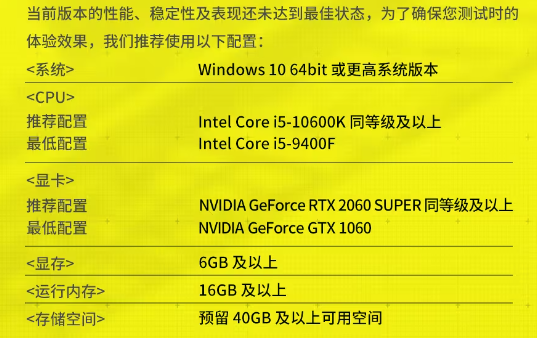 PC版エンドフィールド(技術テスト版)の要求スペックは下記の通り ・OS