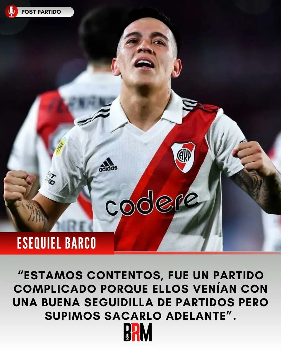 BandaRoja2018's tweet image. #River ⚪🔴| Luego del triunfo del Millonario, Esequiel Barco hablo con los medios y nos dejó estas declaraciones 🗣.

#RiverPlate #soyderiver #martindemichelis #elmasgrandelejos #vamosriver #elmasgrande #Demichelis #rivercampeon #daleriver #CARP #torneobinance #Armani