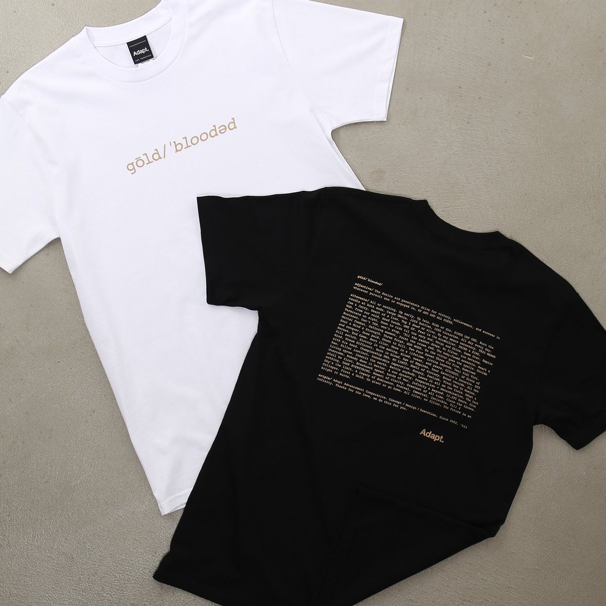 Adapt's tweet image. Gold Blooded Definition ✏️🏆 Now Available in tees + hoodies @ adaptclothing.com :: #goldblooded