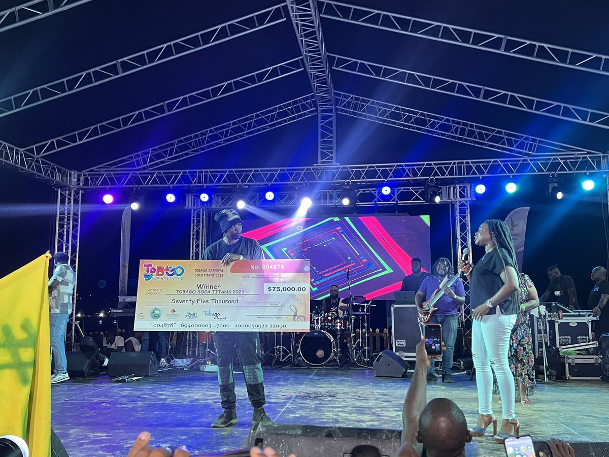 welcometobago's tweet photo. The winner of Tobago Soca Titans 2023 🏆

🥇 Num Num - Get Over Here 🔥

#TobagoCarnival #TobagoSocaTitans https://t.co/GqVSDwujWV