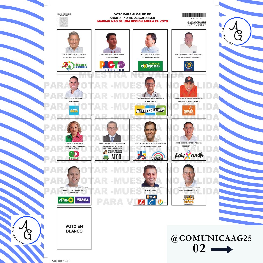 ComunicaAG's tweet photo. 💙💙 Comunica a partir de la información encontrada en la web, la Registraduría y el Consejo Nacional electoral (CNE), 
#ComunicaAG #Comunica #Elecciones #Candidatos #Alcaldia #Cúcuta #CNE #RNEC #29O https://t.co/sjR0qO67JK