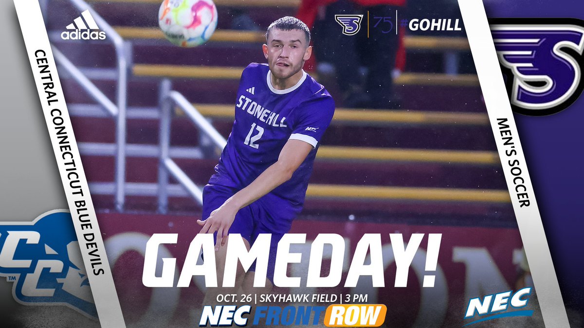 It's GAMEDAY‼️ @stonehillsoccer is set to host @NECsports opponent Central Connecticut State today at 3 P.M! ⚽️ 📍: Skyhawk Field 📺: shorturl.at/nyPV9 📈: shorturl.at/ivHM6 #GoHill | #NECMSOC