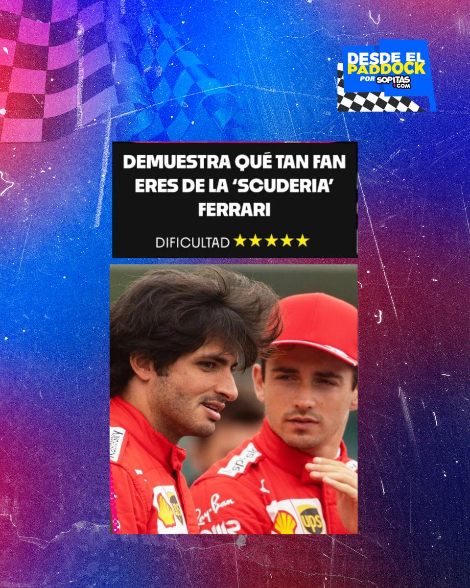 sopitas's tweet photo. ¿Qué tan fan eres de la Fórmula 1? Mide tus conocimientos en los quizes que tenemos para ti en #DesdeEl addock, el micrositio de https://t.co/mX9RSA25Em para los amantes del Gran Circo. 🏁 👌
https://t.co/kH0vSGMh7r https://t.co/q6rgF74EJQ