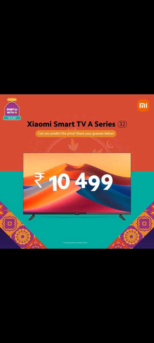 CHUNMUN143's tweet image. ₹ 10,499
#DiwaliWithMi
#XiaomiSmartTV 
#TechSeSmartDilSeSmart 
@XiaomiIndia 

Tag @reenag00091 @FrostKiyara @chidambar08 @wqs_shkh @Deepaadhan3 @BinodKarmakar @Wl2vFsPQ9qFm7L4 @I_am_Anil_ @iam_margam @jassi___saggu @iamishu007 @iOmarAzami