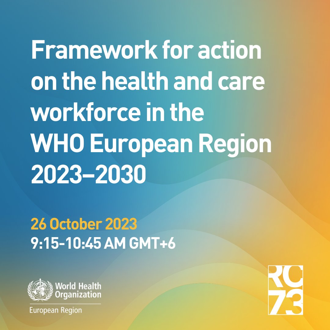 WHO_Europe's tweet photo. #RC73Astana delegates are today discussing a resolution to adopt @WHO_Europe’s new Framework for Action on #healthcare workforce 2023-30; 5 recommended actions to fix the #HealthWorkforce crisis.
#TimeToAct2023 https://t.co/FeVR154o1P