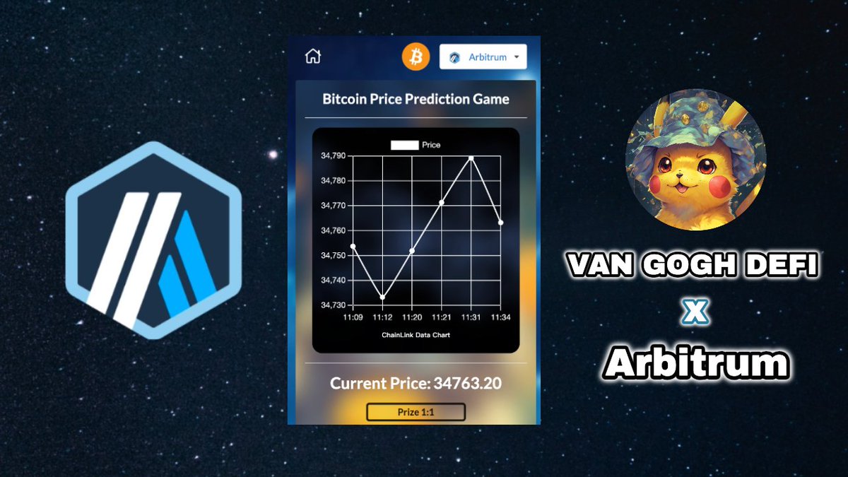 vangoghdefi's tweet photo. 🚀 Exciting news! Our Bitcoin prediction game is now live on #Arbitrum! 🎮 Will $BTC go up or down? Make your prediction and win big! 📈📉 Don't miss out on the fun and rewards! 🤑💰 Play now! 🔗 #web3 #crypto #gaming #playtoearn @arbitrum https://t.co/3Q1RUH05Fm