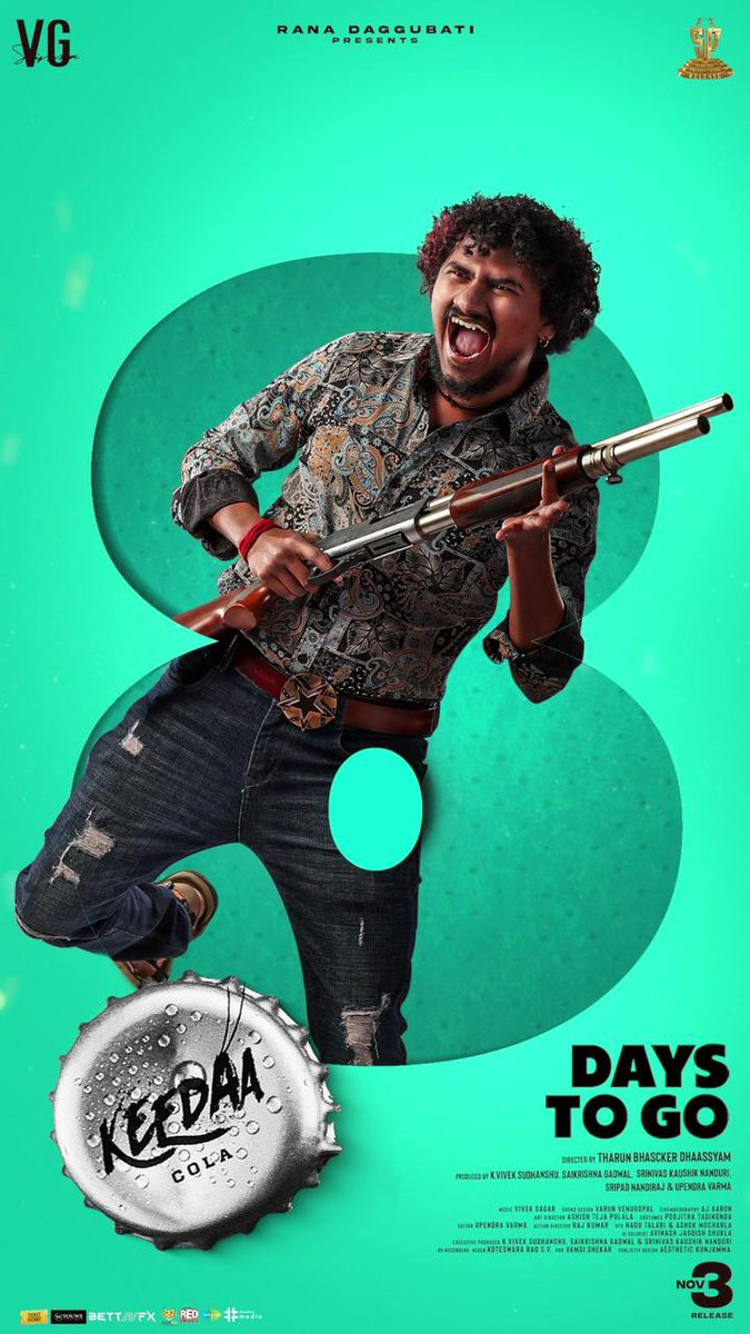 Saikrishna Gadwal (@mesaikrishna) on Twitter photo Meeru maathram Divert avvakandi, kaaskoni undandi!
8οΈβ£ days lo #KeedaaCola tho theatres ki osthunnam πΏ
#KeedaaColaOnNov3
@TharunBhasckerD <a href="/RanaDaggubati/">Rana Daggubati</a> <a href="/VGSainma/">VG Sainma</a> <a href="/VivekSudhanshuK/">K Vivek Sudhanshu</a> <a href="/sripadnandiraj/">Sripad Nandiraj</a> <a href="/UpendraVg/">upendra varma</a> <a href="/KaushikNanduri/">Kaushik Nanduri</a> <a href="/saregamasouth/">Saregama South</a> Meeru maathram Divert avvakandi, kaaskoni undandi!
8οΈβ£ days lo #KeedaaCola tho theatres ki osthunnam πΏ
#KeedaaColaOnNov3
@TharunBhasckerD <a href="/RanaDaggubati/">Rana Daggubati</a> <a href="/VGSainma/">VG Sainma</a> <a href="/VivekSudhanshuK/">K Vivek Sudhanshu</a> <a href="/sripadnandiraj/">Sripad Nandiraj</a> <a href="/UpendraVg/">upendra varma</a> <a href="/KaushikNanduri/">Kaushik Nanduri</a> <a href="/saregamasouth/">Saregama South</a>