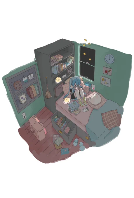 これは自慢なんですけどボカロとお部屋描きたいと思ってからパースとか寸法とかアナログ通過して間取りに行くのすごくいいですね…寸法を無視しがちなのは玉に瑕ですがそれはそれでヨシ