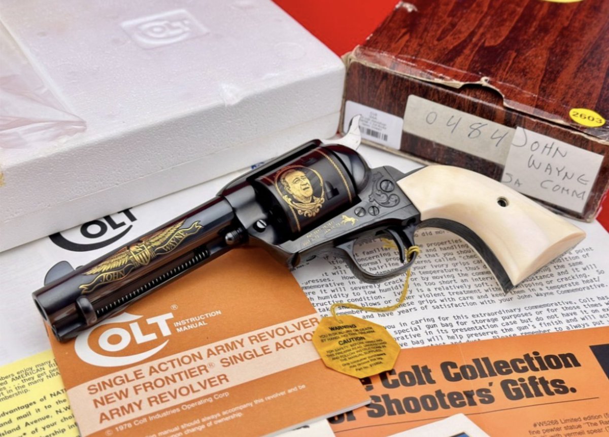 GunBroker's tweet photo. Check out this stunning John Wayne Colt SAA 45 Colt 4.75" Factory Engraved ! #WheelgunWednesday
💥 Get a closer look: https://t.co/BcsssOkxuS
#GunBroker #ColtSAA #45Colt https://t.co/0YSmIqzDCq