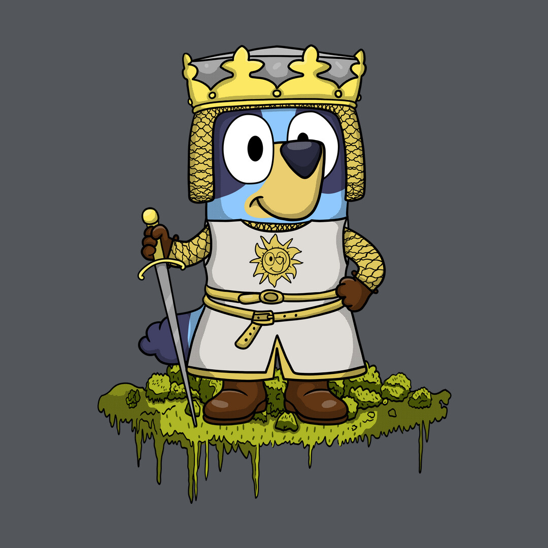 teefury's tweet photo. THE DAILY | “Bluey And The Holy Grail” by #JamesQJO starts at just $13 today only at #TeeFury! ⚡
https://t.co/qkVRtG32Fg

#tees #tshirt #coolshirts #popcultureshirts #graphictee #shirt #bluey #tvshows #animation #childrens #animal #dogs #montypython #theholygrail https://t.co/uXGoWnIyDU