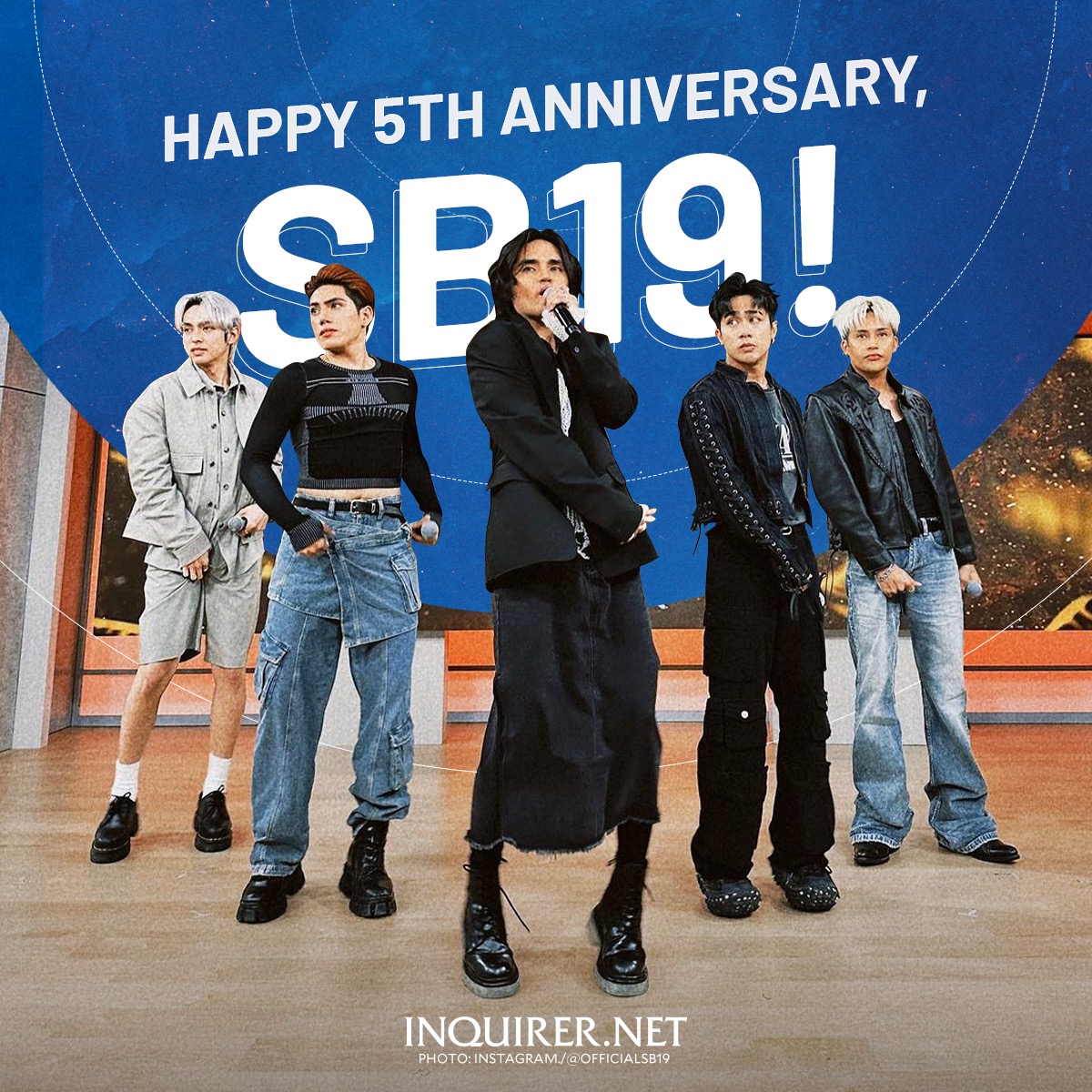 inquirerdotnet's tweet photo. A'TIN 'TO! 🔹✨

On this day five years ago, Ken, Justin, Josh, Pablo, and Stell debuted as P-pop group SB19 with their first single titled, "Tilaluha." https://t.co/qEZh6YcWX0