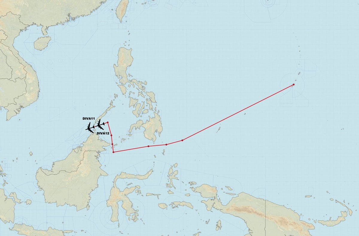 AircraftSpots's tweet photo. USAF B-52Hs DIVA11 &amp; 12 departed Andersen AFB, Guam for a Bomber Task Force mission over the South China Sea. https://t.co/T28hP8xd65
